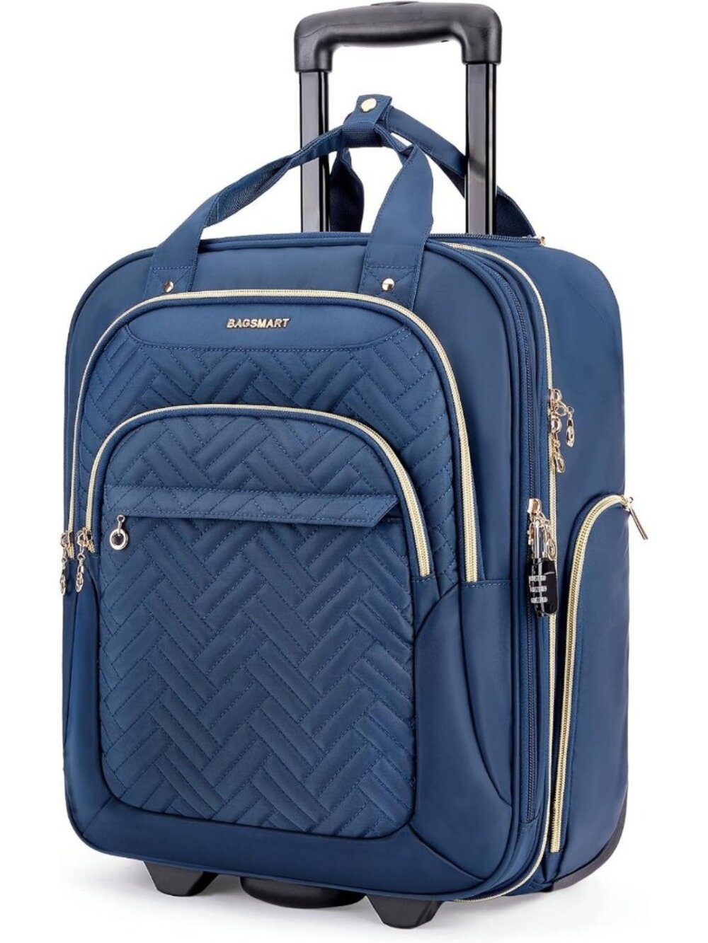 16" Softside Underseat Carry-On Luggage with Wheels - Dark Blue Travel Suitcase